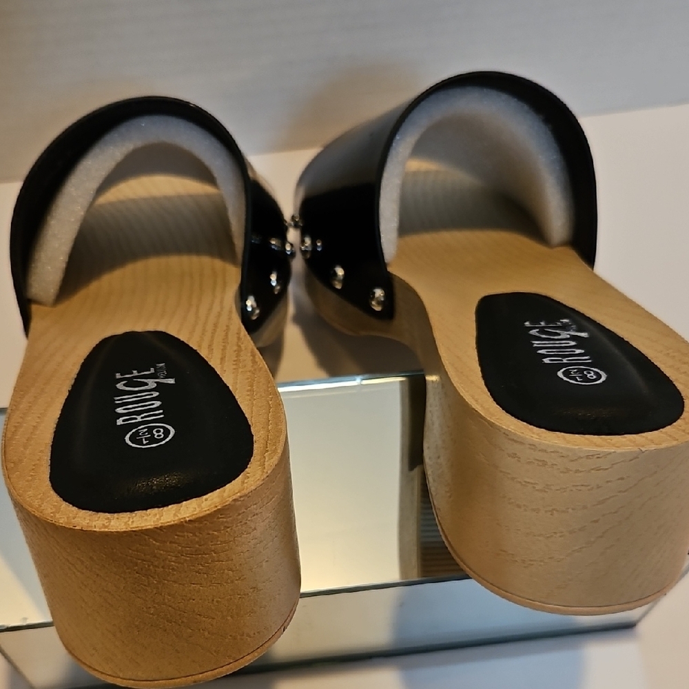 Rouge Helium Black Patent Wood Platform Mules - Picture 5 of 5